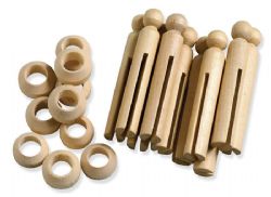Wooden Doll Pins and Stands 10 sets/Pkg.